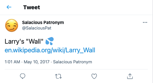 Screenshot of a Salacious Patronym tweet